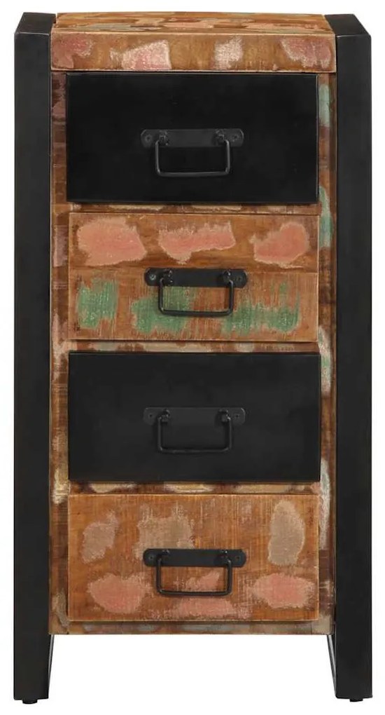 többszínű tömör újrahasznosított fa fiókos szekrény 40x40x75 cm