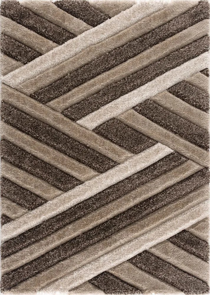 California Shaggy P302E bézs-barna szőnyeg 60x220 cm