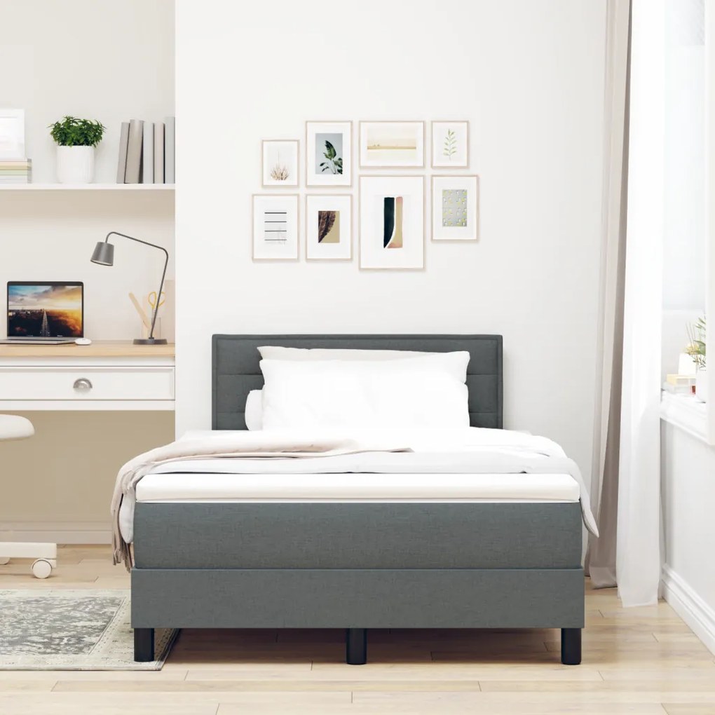 Box Spring Ágy Matraccal és LED Sötétszürke 120x190 cm Szövet