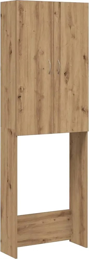 vidaXL kézműves tölgy színű mosógépszekrény 64 x 25,5 x 190 cm