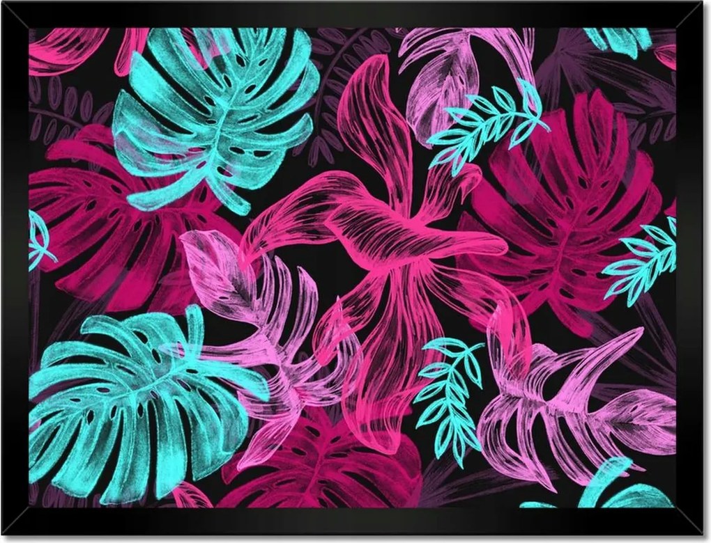 Monstera keretes poszter 40x30, levelek színben