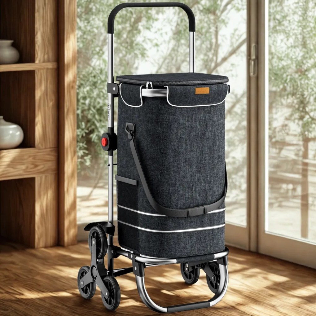 Jurhan COMFORT bevásárlótáska lépcsőjáró kerekekkel, 50l, fekete