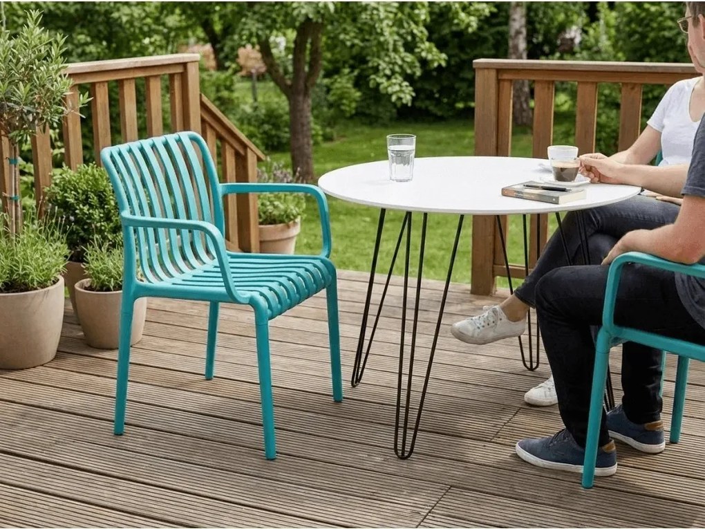 Műanyag szék TREGO kartámaszokkal, kék