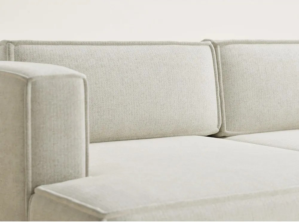 Krémszínű zsenília kinyitható-tárolóhelyes sarokkanapé (bal oldali-heverő résszel) Velto – Maison de Rêve