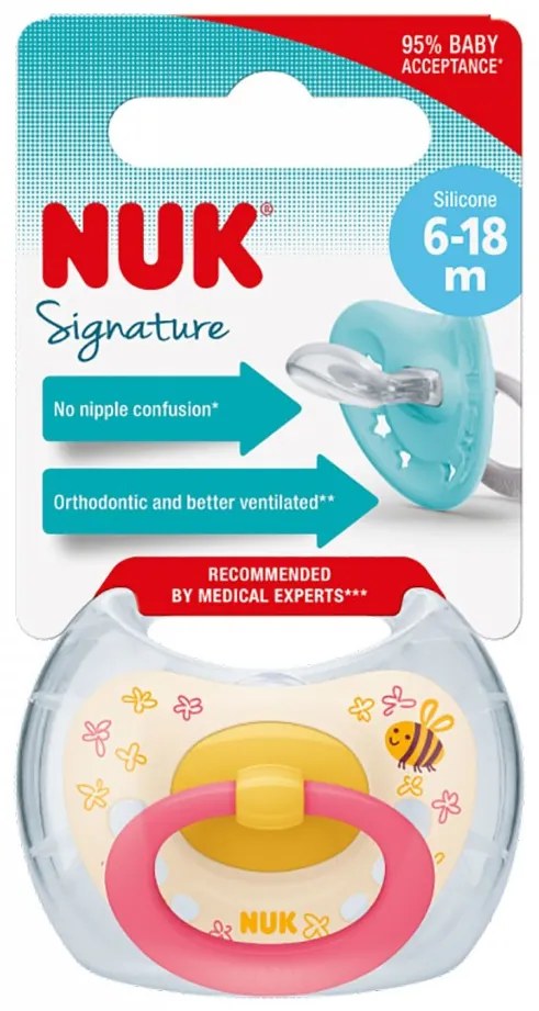 Baba cumi NUK Signature 6-18 h pink, vel. 6-18 m