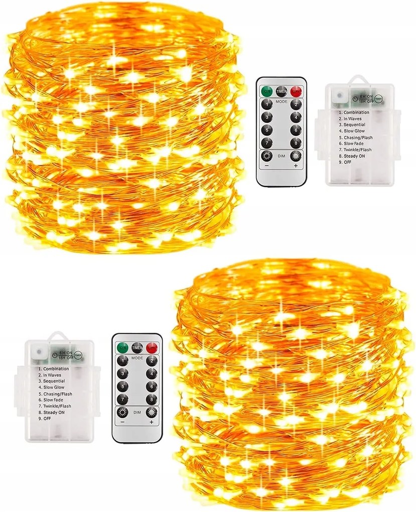 Fényfüzér Lightnum LED10M , 100 Microlampek , 2 Db , elemes