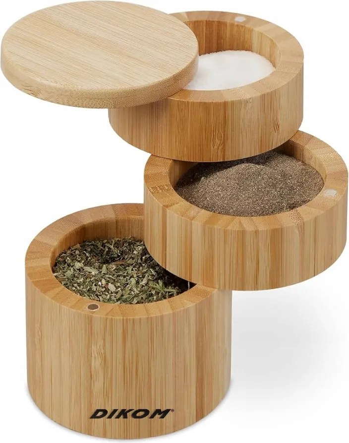 Dikom Bambusz Fűszertartó 3 szintes Fa Fűszertartó