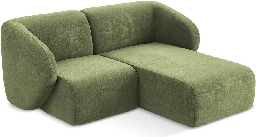 Zöld zsenília sarokkanapé (jobb oldali-heverő résszel) Lani – Makamii
