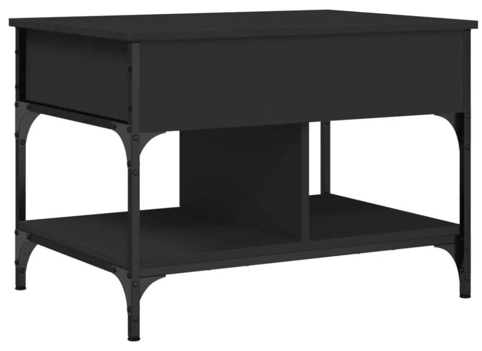 fekete szerelt fa és fém dohányzóasztal 70 x 50 x 50 cm