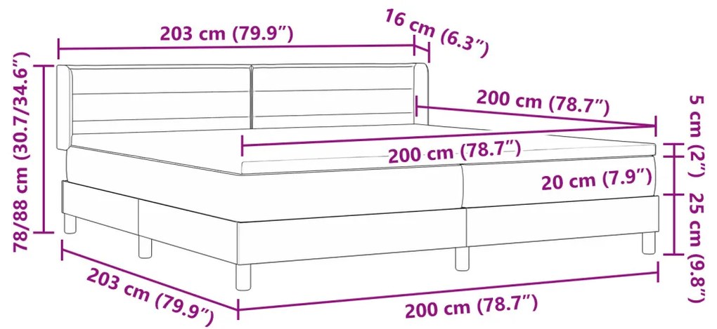 Boxspring ágy matraccal, Krém színben, 200 x 200 cm - Szövet