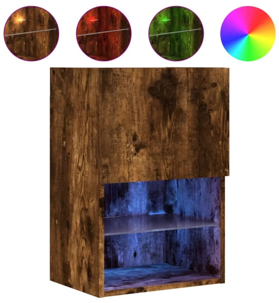 füstös tölgy színű TV-szekrény LED-lámpákkal 40,5x30x60 cm