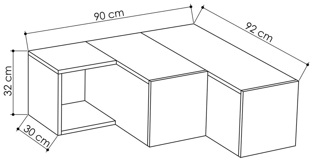 TV szekrény Compact - White, Oak