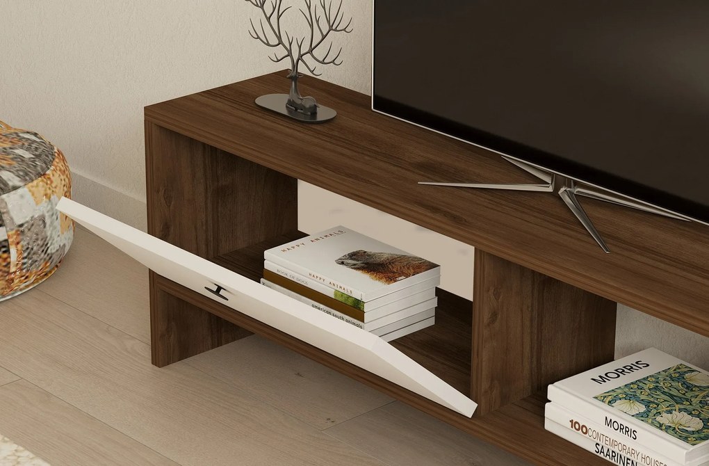 TV szekrény Gaye - Walnut, White