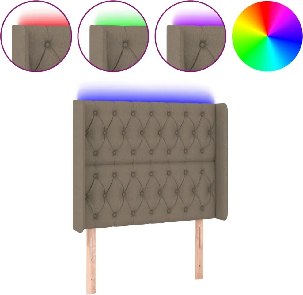 vidaXL tópszínű szövet LED-es fejtámla 103x16x118/128 cm
