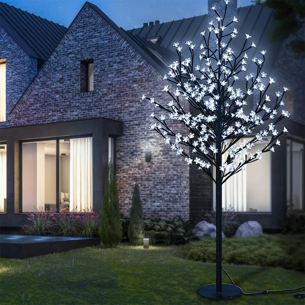 CSERESZNYE világító fa beltéri és kültéri használatra, 180cm, hideg fehér Monzana