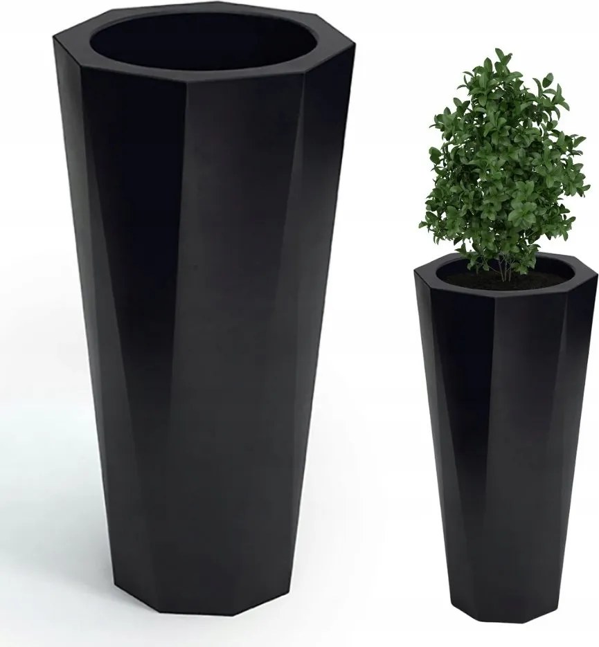 Octavia magas geometrikus virágtartó 79x39 cm kertbe és belső térbe, fekete