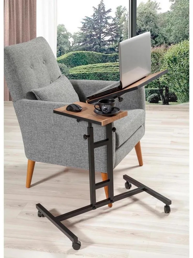 Állítható GLEN asztal 87x67 cm barna/fekete