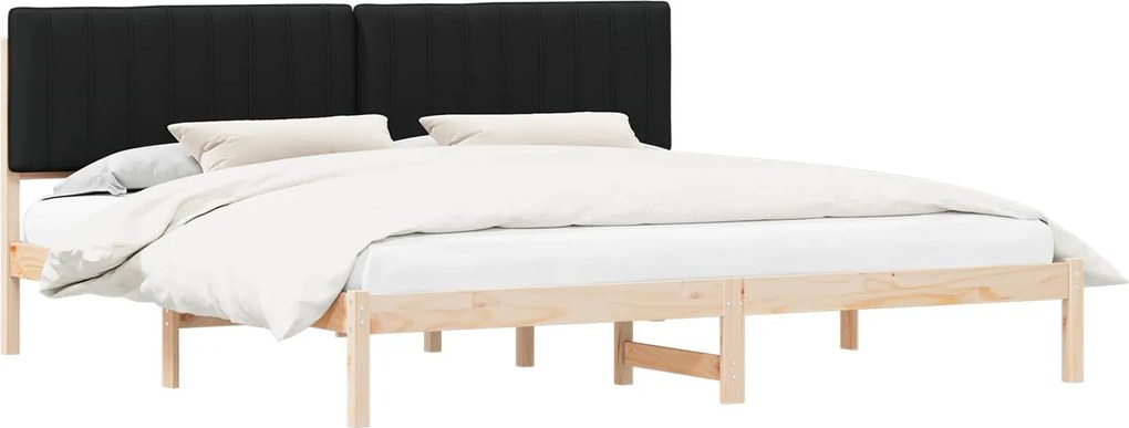 vidaXL Ágykeret Kárpitozott Fejtámlával Fekete 200 x 200 cm