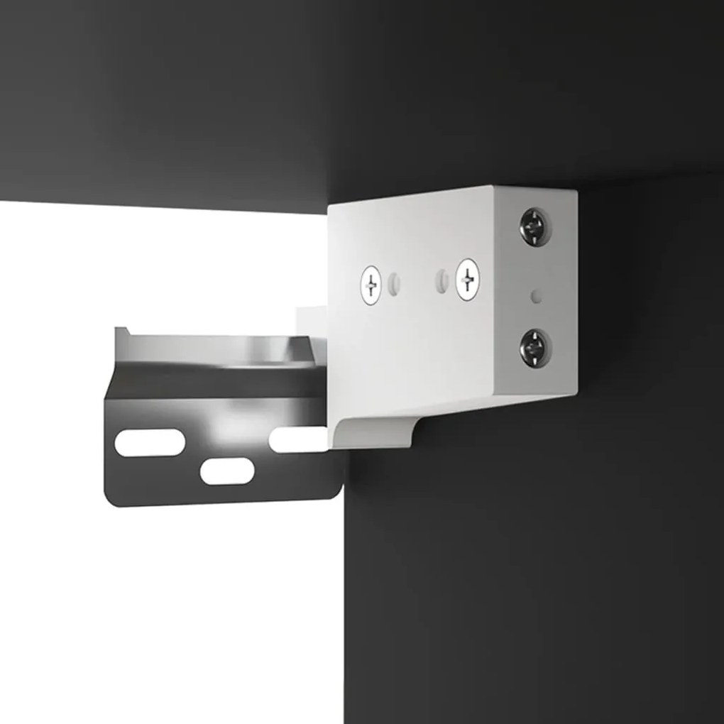 fekete tükrös szekrény LED-ekkel 76 x 15 x 55 cm