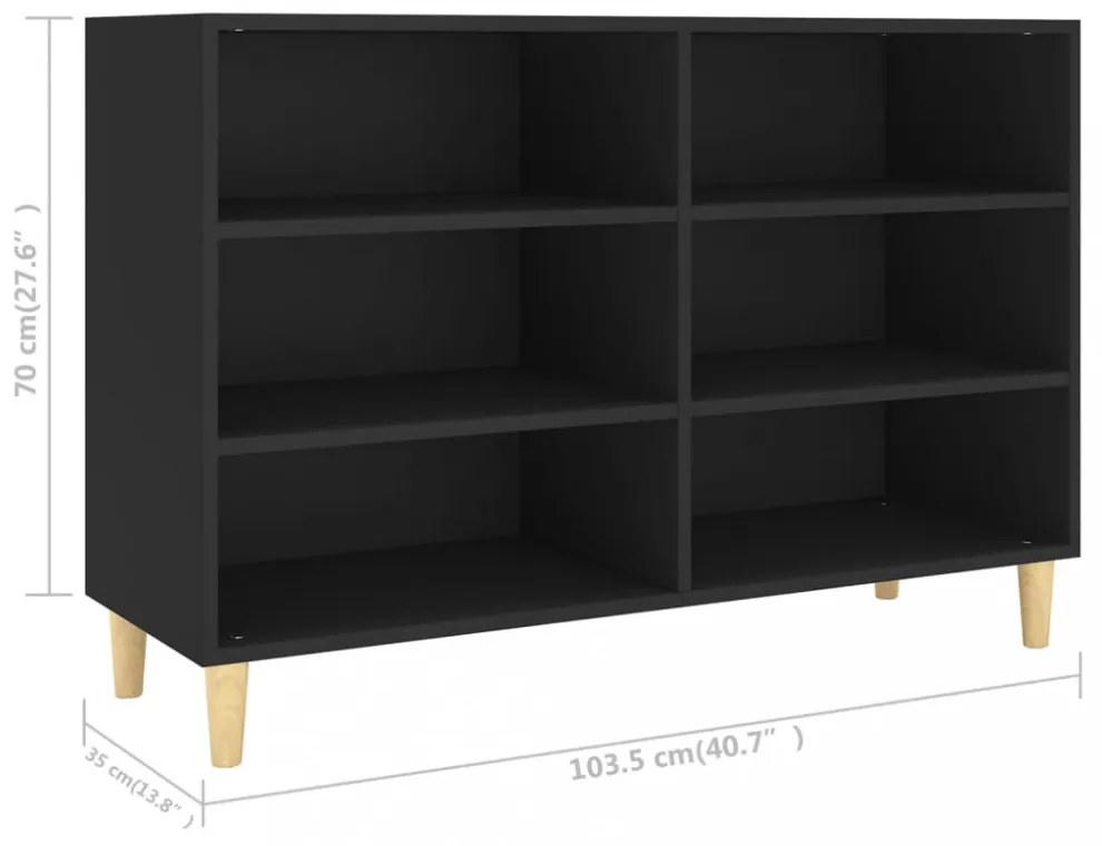 fekete szerelt fa tálalószekrény 103,5 x 35 x 70 cm