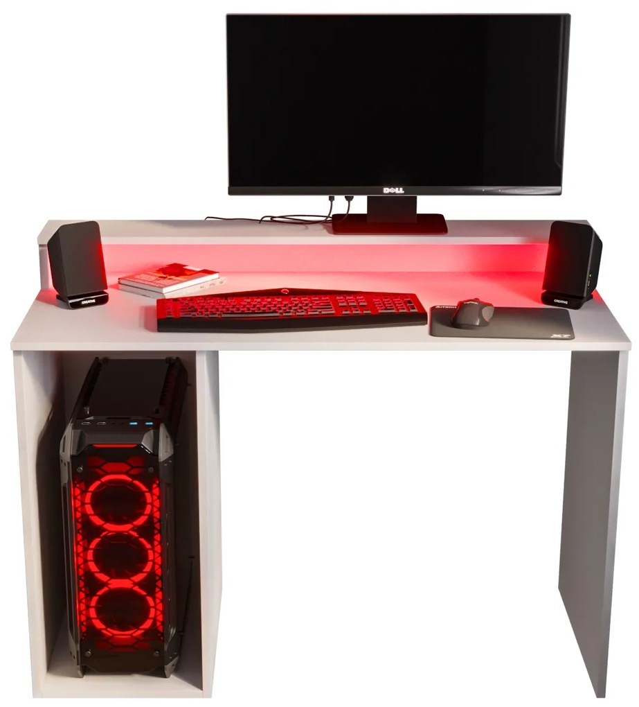 Sarok Gamer PC asztal Garrick 2 (biely) (LED RGB világítással). Akció -6%. 1064136