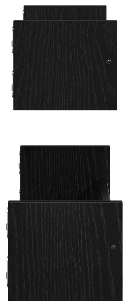 Falipolcok 2 db Fekete Tölgy 60x16x14 cm Műszaki Fa