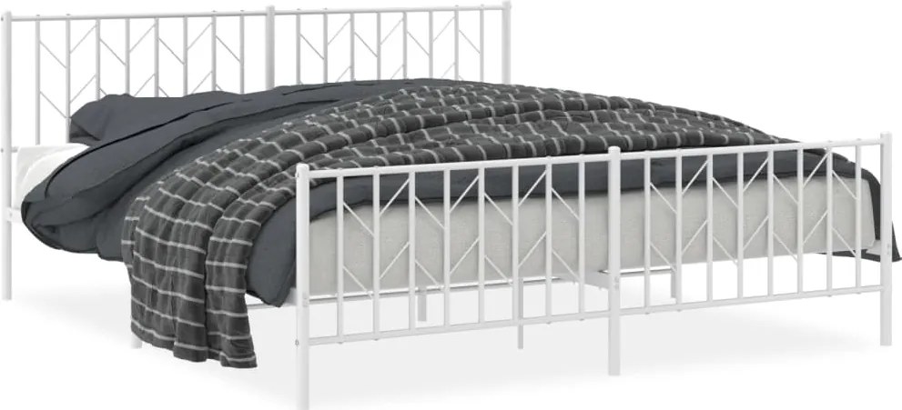 vidaXL fehér fém ágykeret fej- és lábtámlával 183 x 213 cm