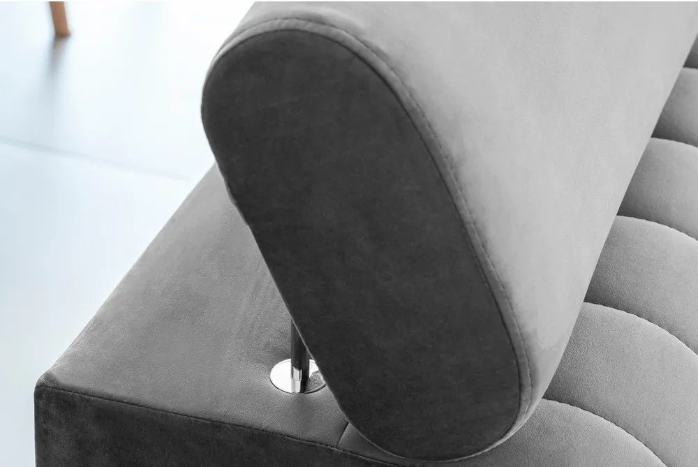 Világosszürke bársony kinyitható kanapé 261 cm Laurence – ELTAP