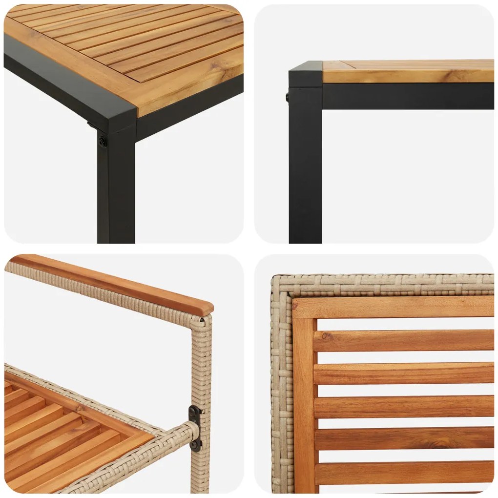 Kert étkező szett 9 pcs Bézs 200 x 80 x 75 cm polirattan