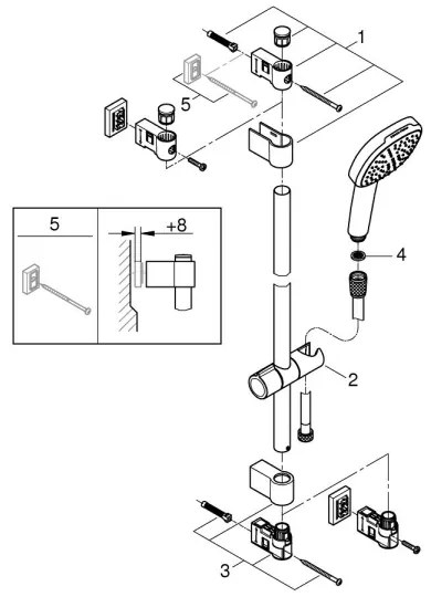 GROHE 269302431 - VITALIO COMFORT 110 900 mm fekete zuhanyszett