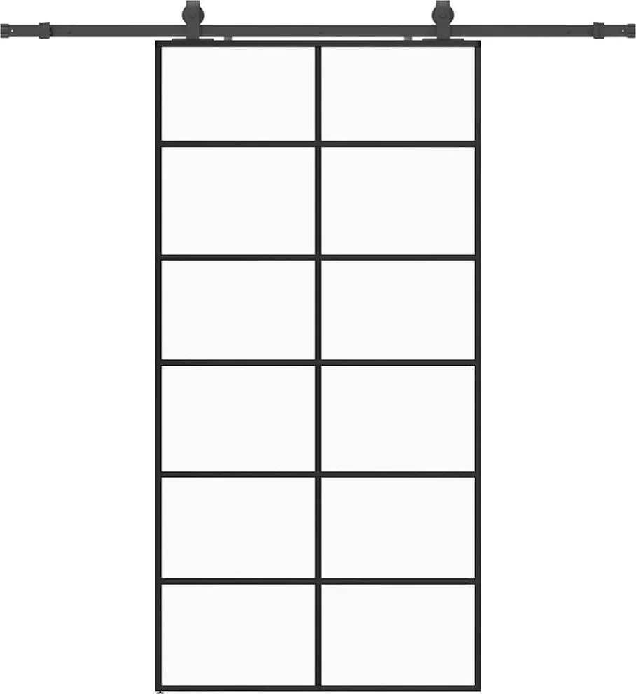 vidaXL fekete ESG üveg tolóajtó fémszerelvény-szettel 102x205 cm