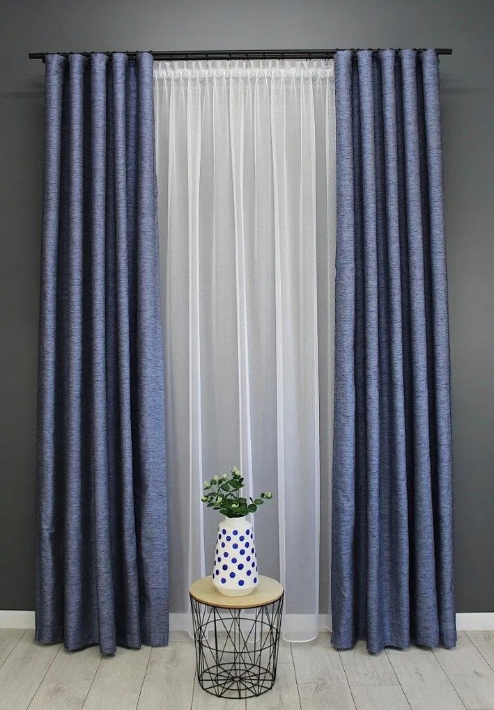 Függöny sötétkék kész 140x250 melange farmer vékony