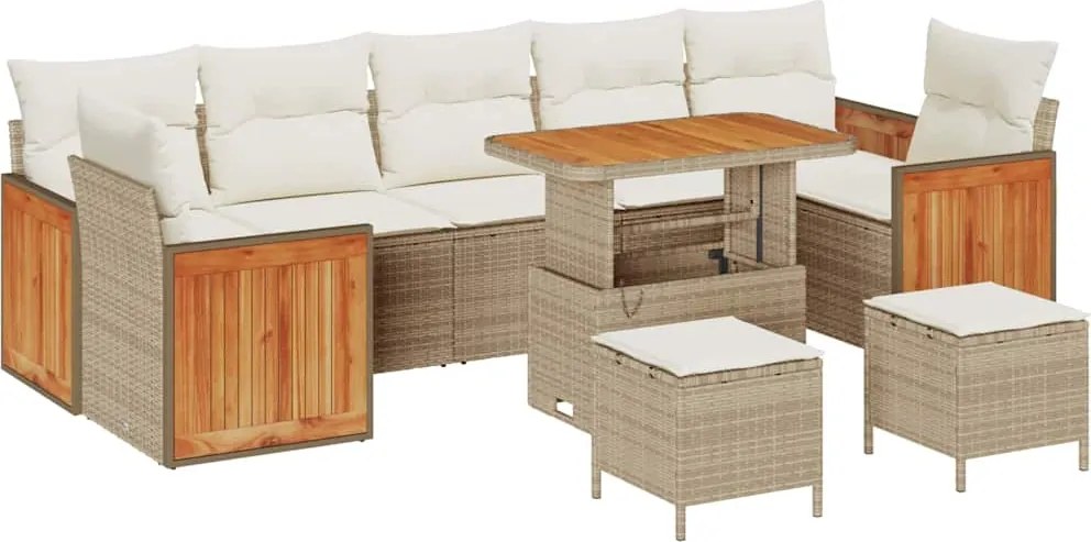 vidaXL Kerti Kanapé Szett párnával 13 pcs Beige és krém polirattan