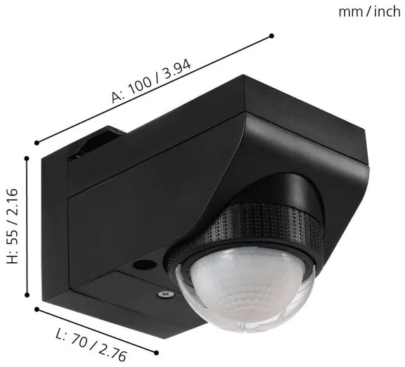 Eglo 97467 - DETECT ME 4 kültéri mozgás- és alkonyatérzékelő 12 m fekete IP44