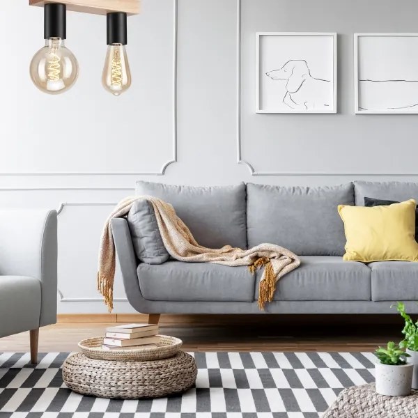 Felületre szerelhető csillár VITO OAK 2xE27/60W/230V tölgy