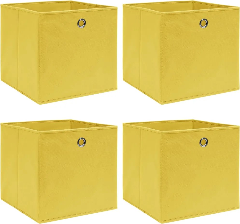 vidaXL 4 db sárga szövet tárolódoboz 32 x 32 x 32 cm