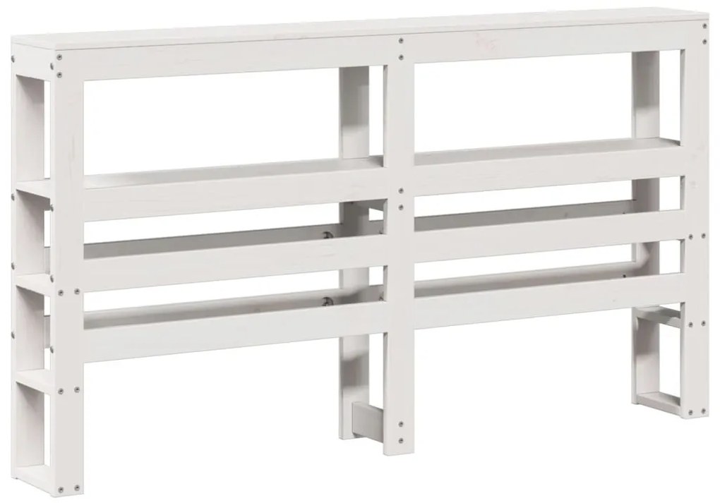 fehér tömör fenyőfa fejtámla polcokkal 150 cm