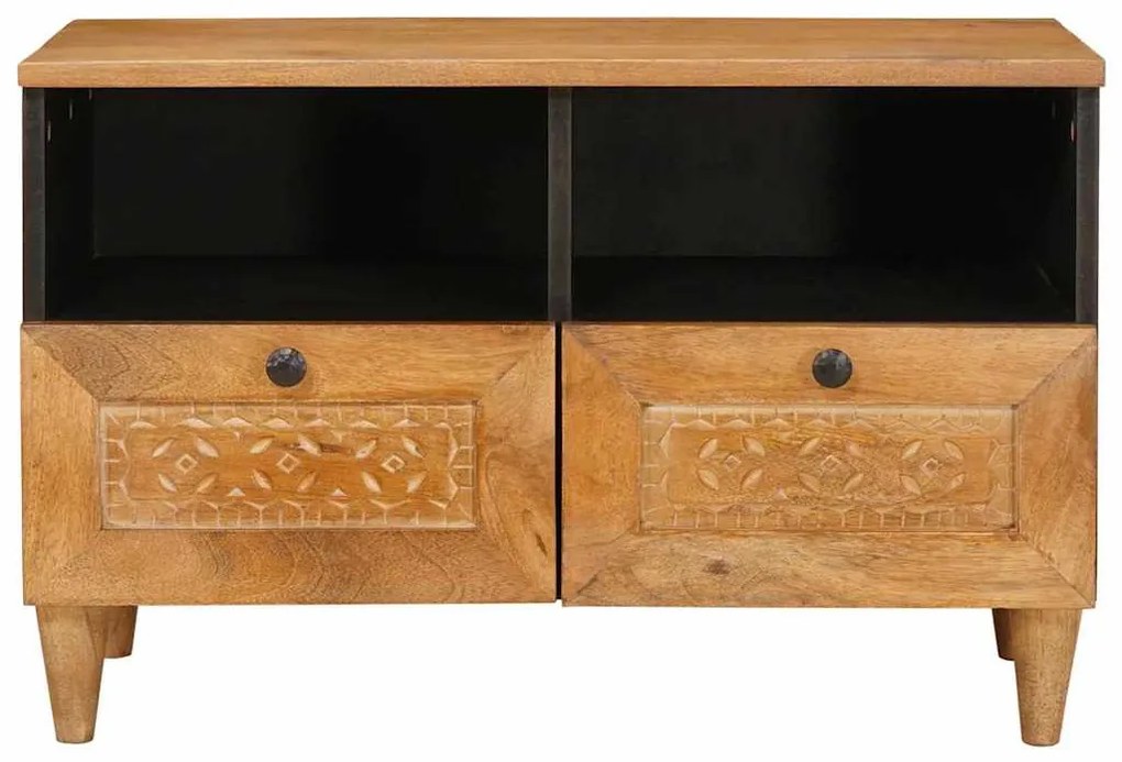 TV szekrény fiókkal Világosbarna 70 x 33 x 46 cm tömör mangófa