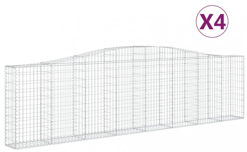 vidaXL 4 db íves horganyzott vas gabion kosár 400x30x100/120 cm