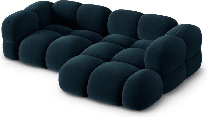 Sötétkék bársony sarokkanapé (jobb oldali-heverő résszel) Loretto – Cosmopolitan Design