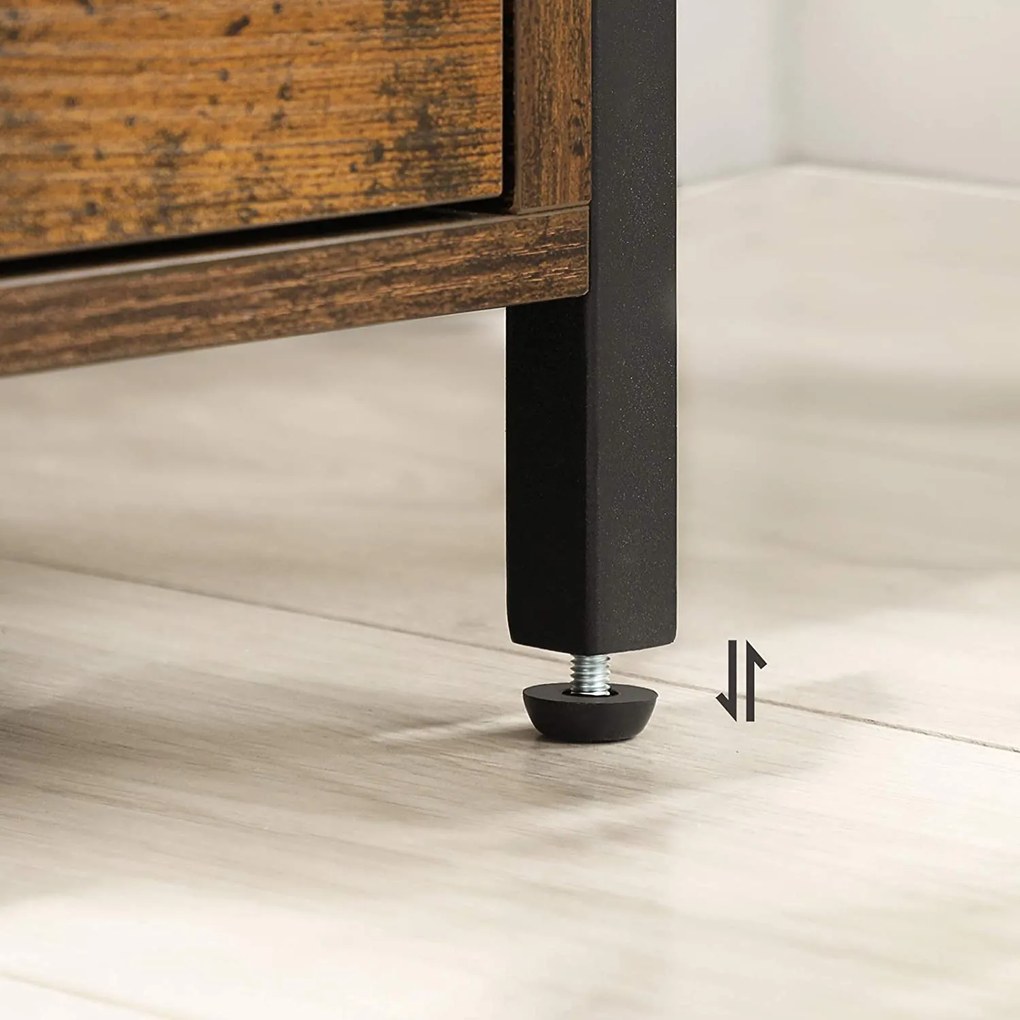 Éjjeliszekrény, oldalasztal, 45 x 60 x 45 cm, szüreti barna / fekete