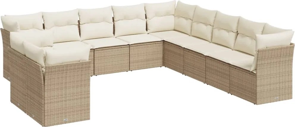 vidaXL 11 részes bézs polyrattan kerti ülőgarnitúra párnákkal