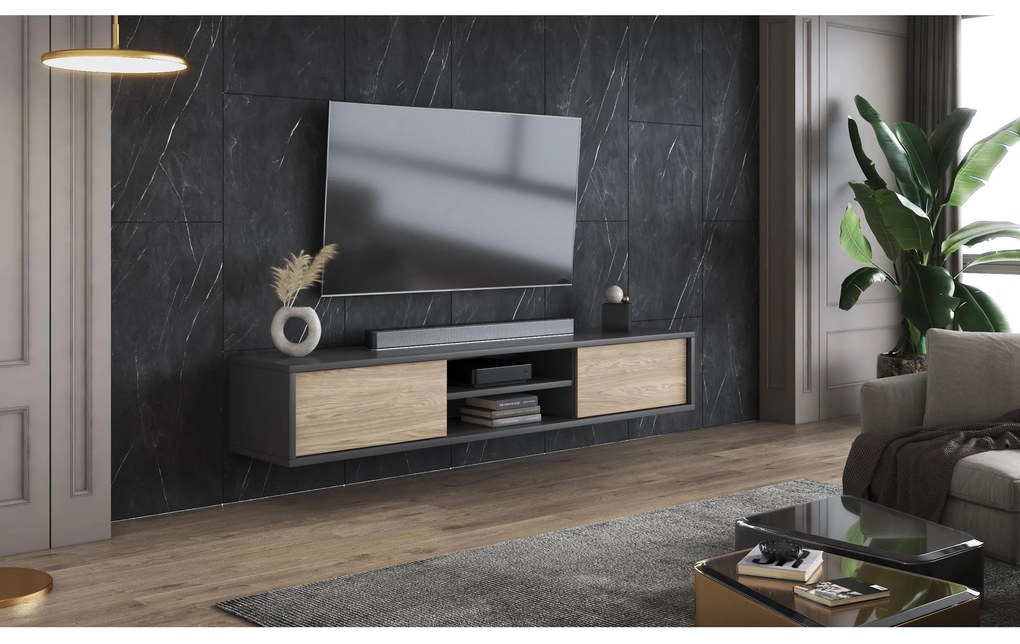 TV asztal Fiora 40 (antracit + olajozott tölgy). 1066469