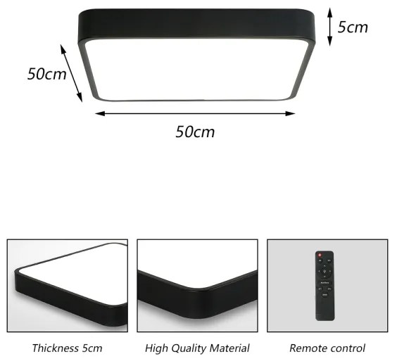 Brilagi LED állítható fényű lámpa POOL SQUARE LED/48W/230V 3000-6000K 50x50 cm fekete+D