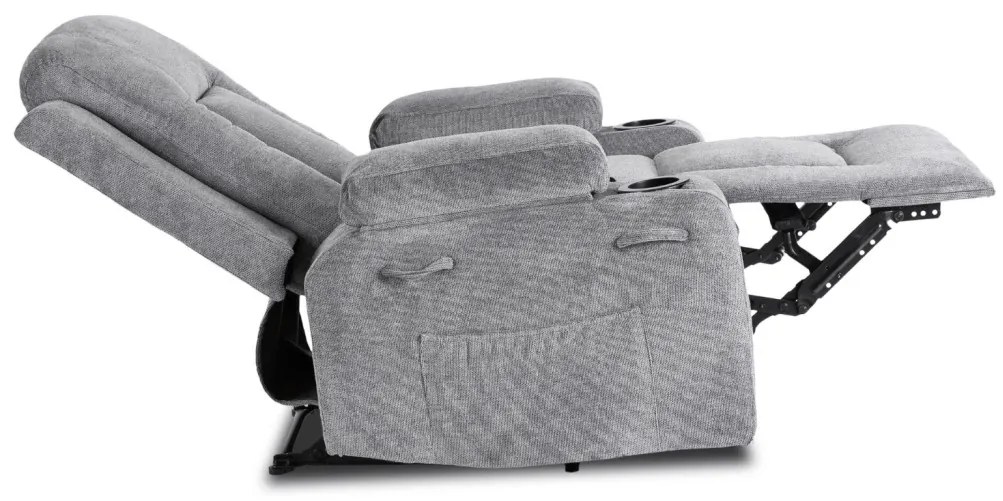 Elektromosan Vezérelhető Masszázsfunkciós Relaxfotel Sötétszürke Szövet Kárpittal. BOX 2