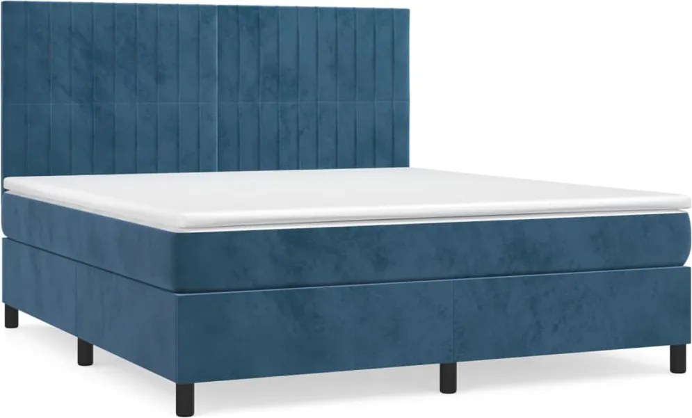 vidaXL sötétkék bársony rugós ágy matraccal 160x200 cm