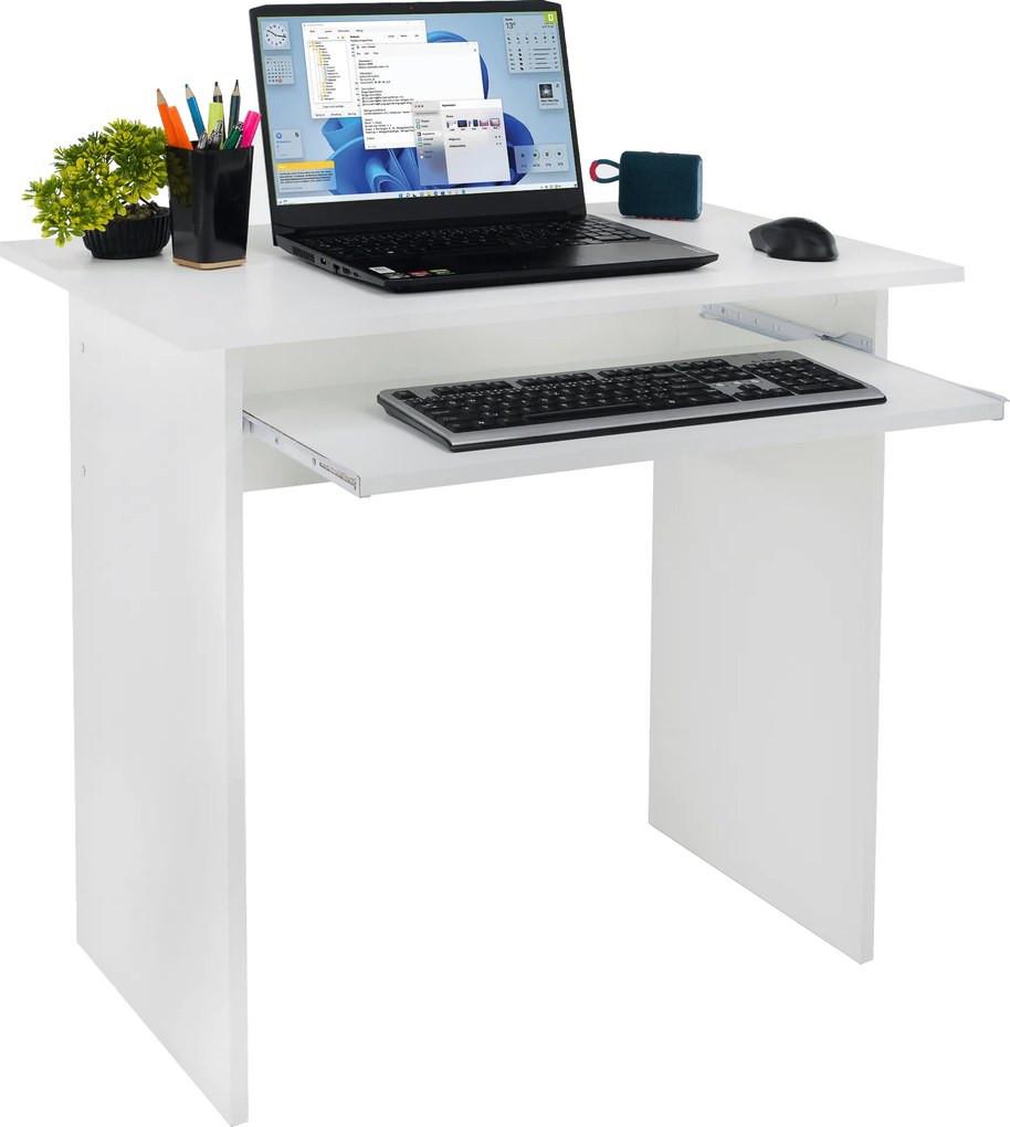 PC asztal, fehér, VERNER NEW