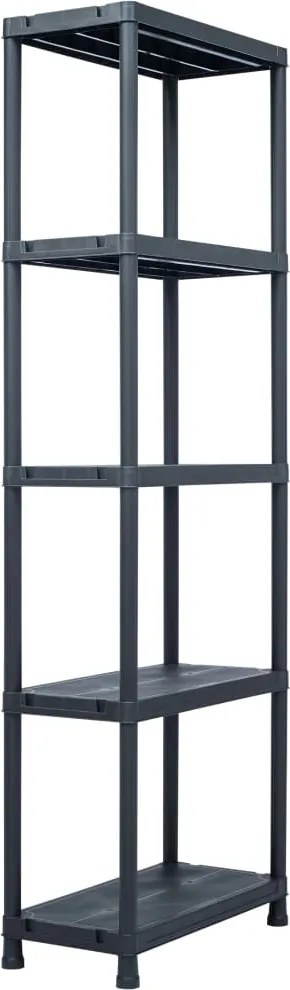 vidaXL fekete műanyag tároló polc 125 kg 60 x 30 x 180 cm