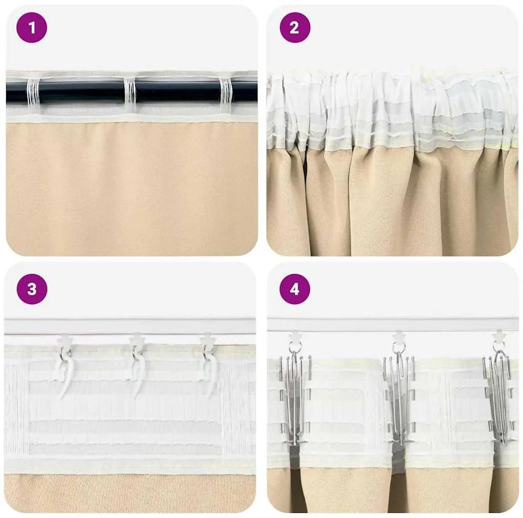 Függönyök függönyökkel 2 pcs Krém 260x140cm Poliészter