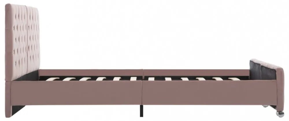 rózsaszín bársony ágykeret 160 x 200 cm